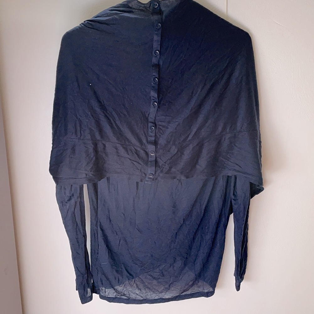 Alice + Olivia Navy Wrap Neck Blouse - Picture 2 of 5